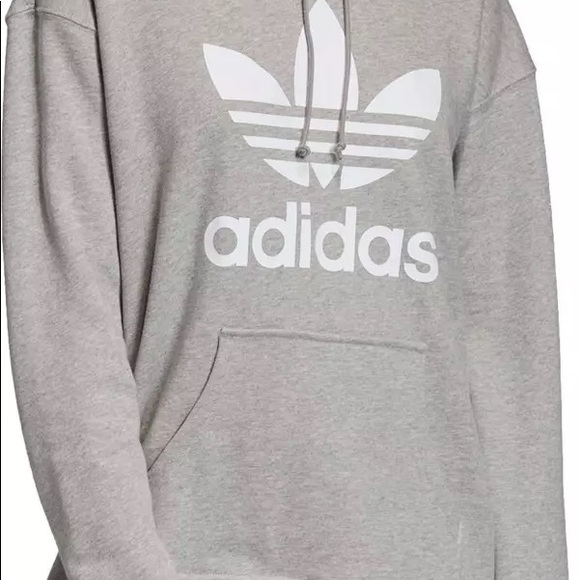 adidas trefoil hoodie women's grey